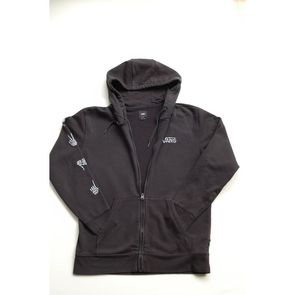 Vans Boneyard Zip-Up — Skeleton Hand "Rock On" Hoodie- Medium